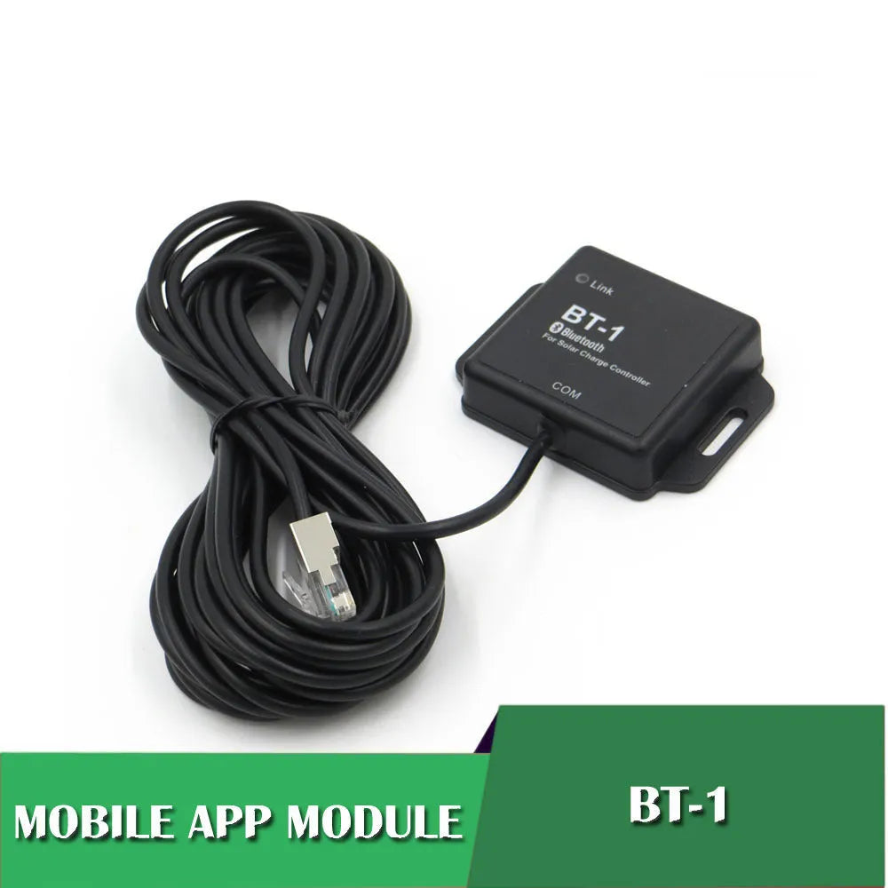 BT-1 solar panel charge controller with Bluetooth module for 12V and 24V battery systems