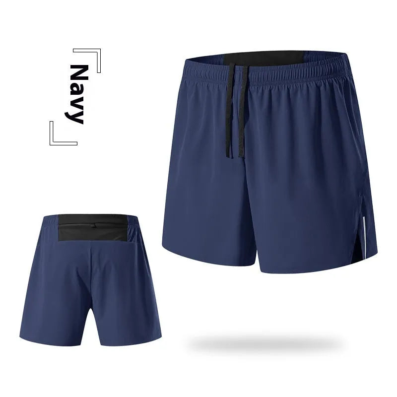 Men's high waist off-road running shorts in red black navy blue grey colours quick-dry fabric