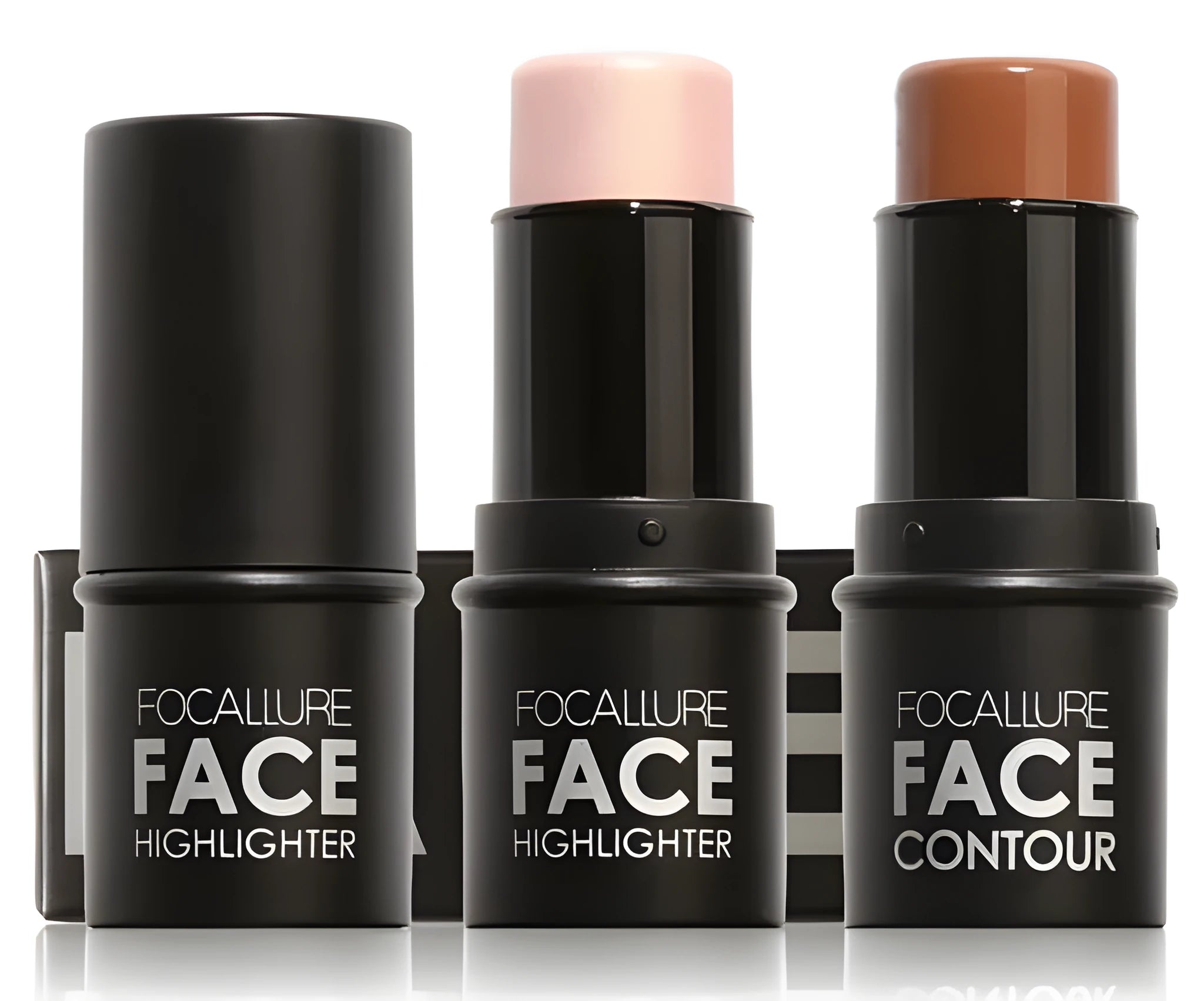Face contour highlighter cream container showing multiple shade options for facial sculpting and definition
