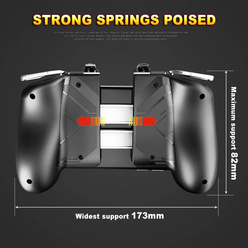 Multifunctional mobile game handle in black, blue, or white colours for smartphone gaming control