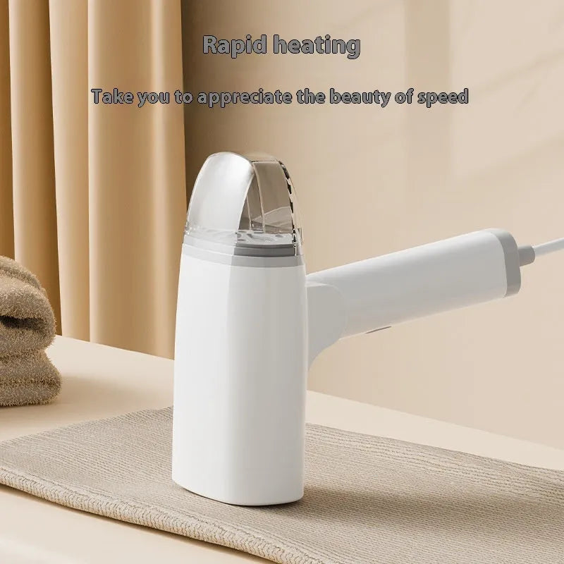 Blue and white handheld garment steamer with hanging function and 1300W power rating