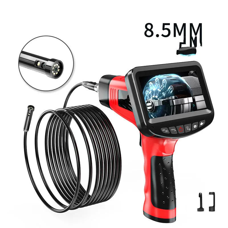 8.5mm dual-lens endoscope inspection camera with snake pipeline and hard line cable options.