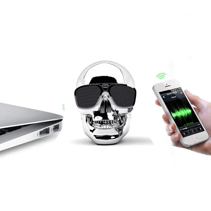 Limited Edition Skull Wireless Bluetooth Speaker in six colour options showing compact portable design