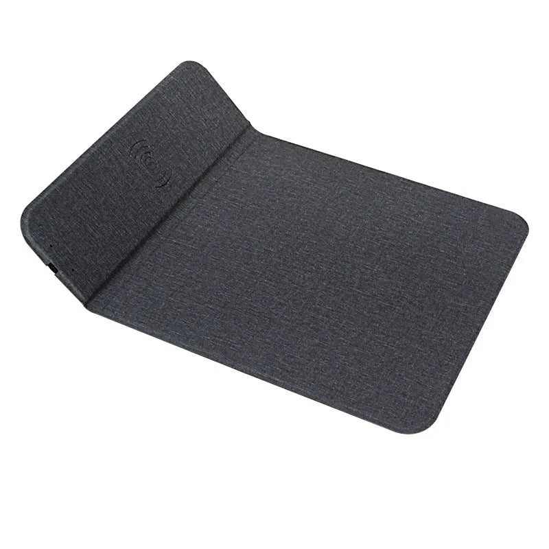 Foldable cloth phone stand with integrated 10W Qi wireless charging pad.