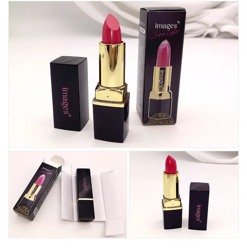 Lipstick lip gloss hybrid stick in 10 colours including coral red and baby pink, 3.8g net weight.