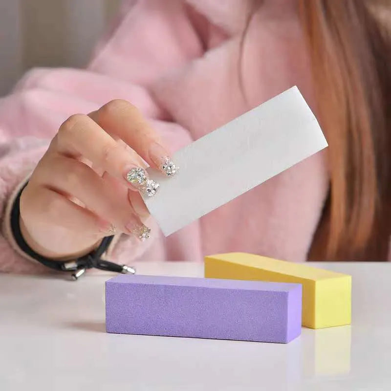 High foam cotton nail polish file block in multi colours for manicure polishing and nail brightening