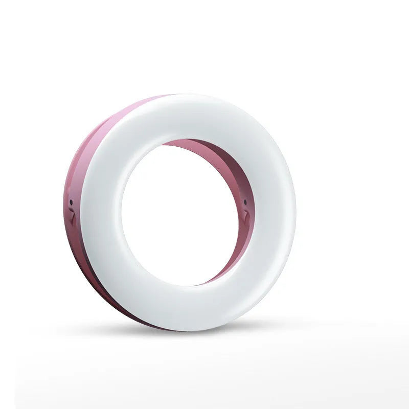 Black USB rechargeable selfie ring light for mobile phone photography and video