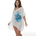 White plus size loose beach cover-up blouse for women