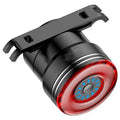 Black smart brake sensing USB rechargeable bicycle taillight with aluminium alloy shell.
