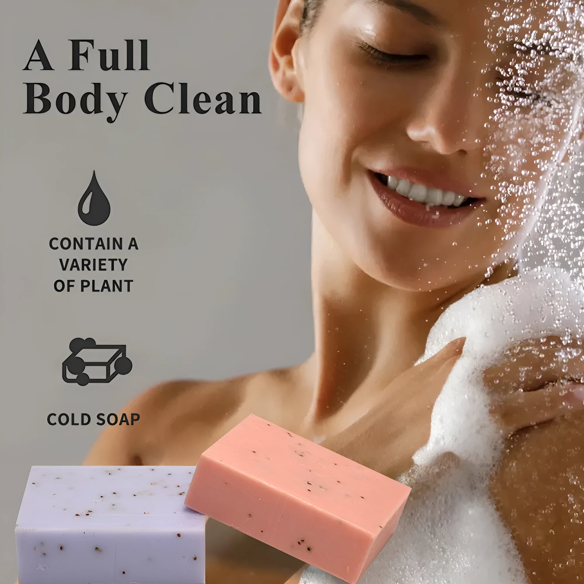 Handmade frosted essential oil soap bar for bathing and whole body cleansing