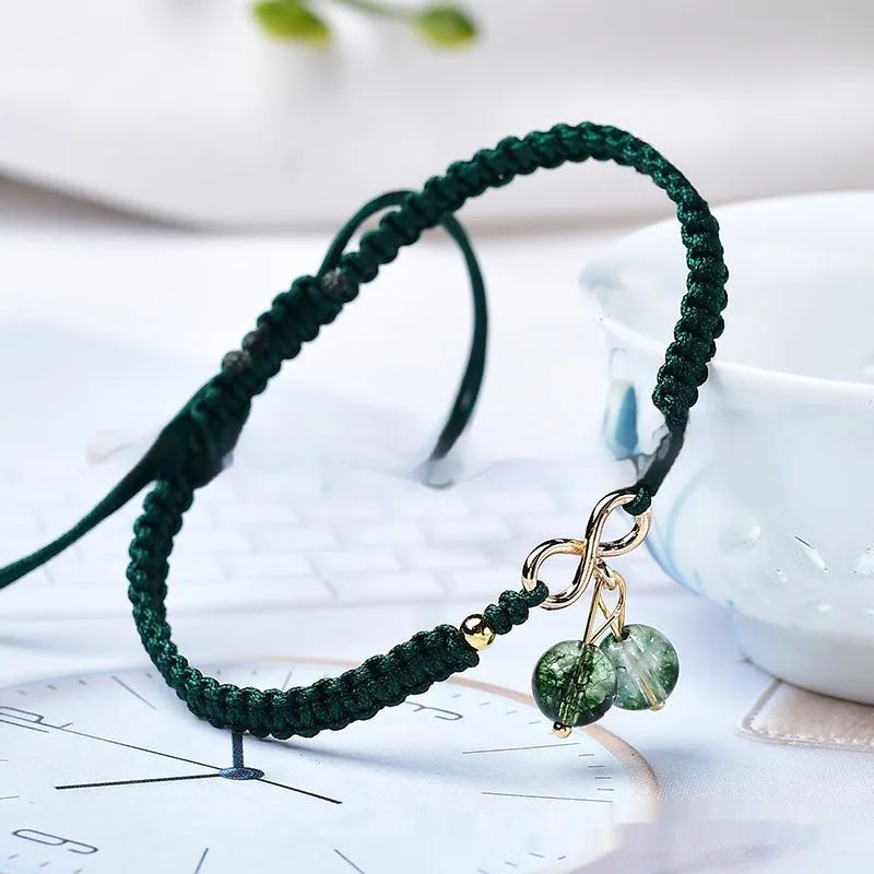 Women's natural strawberry quartz cherry bracelet with crystal gemstone and fruit-shaped design