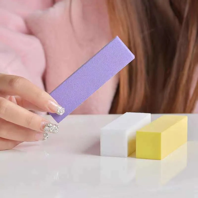 High foam cotton nail polish file block in multi colours for manicure polishing and nail brightening