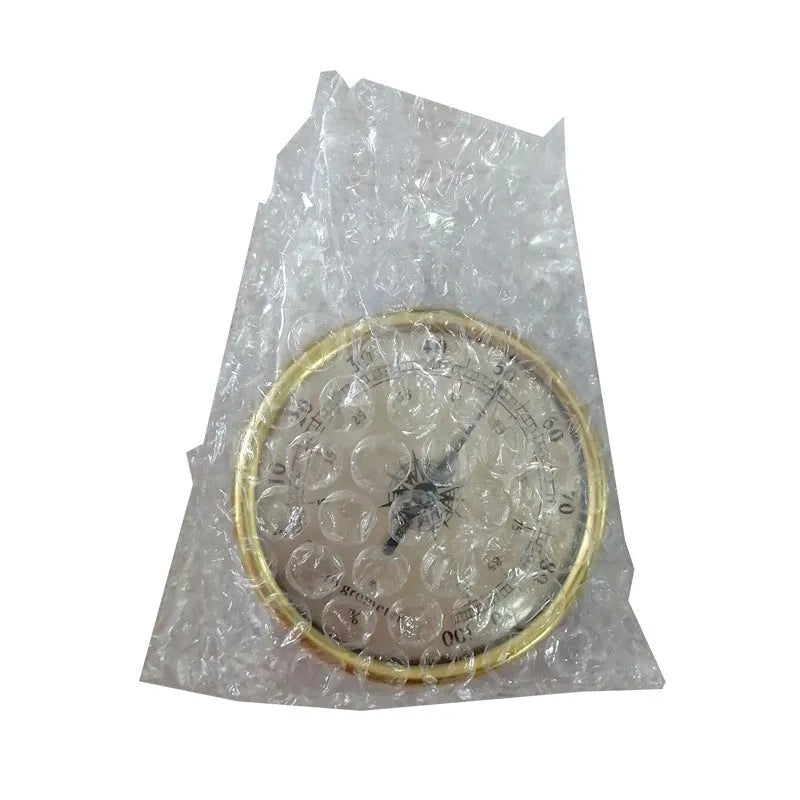 Analogue thermometer and hygrometer with aluminium ring and dial for home environment monitoring