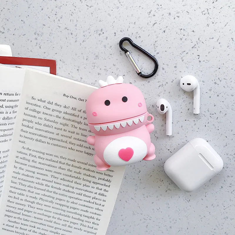 Cartoon animal design silicone protective case for AirPods 1 and 2 charging case in multiple colour options