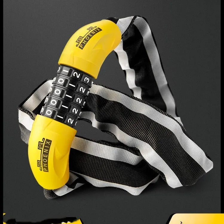 Mountain bike anti hydraulic shear chain lock with 95cm zinc alloy chain in black and yellow colour options
