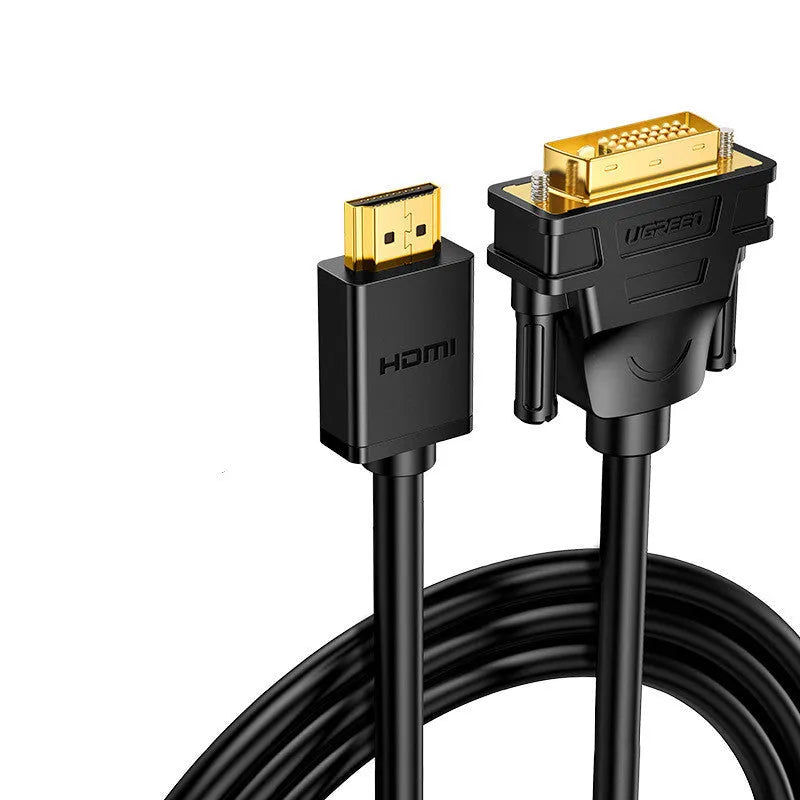 HDMI to VGA adapter cable with round black cabling and connector ends, available in four length options