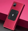 Alloy-shell portable power bank with LCD screen in black, silver, red, or blue colour