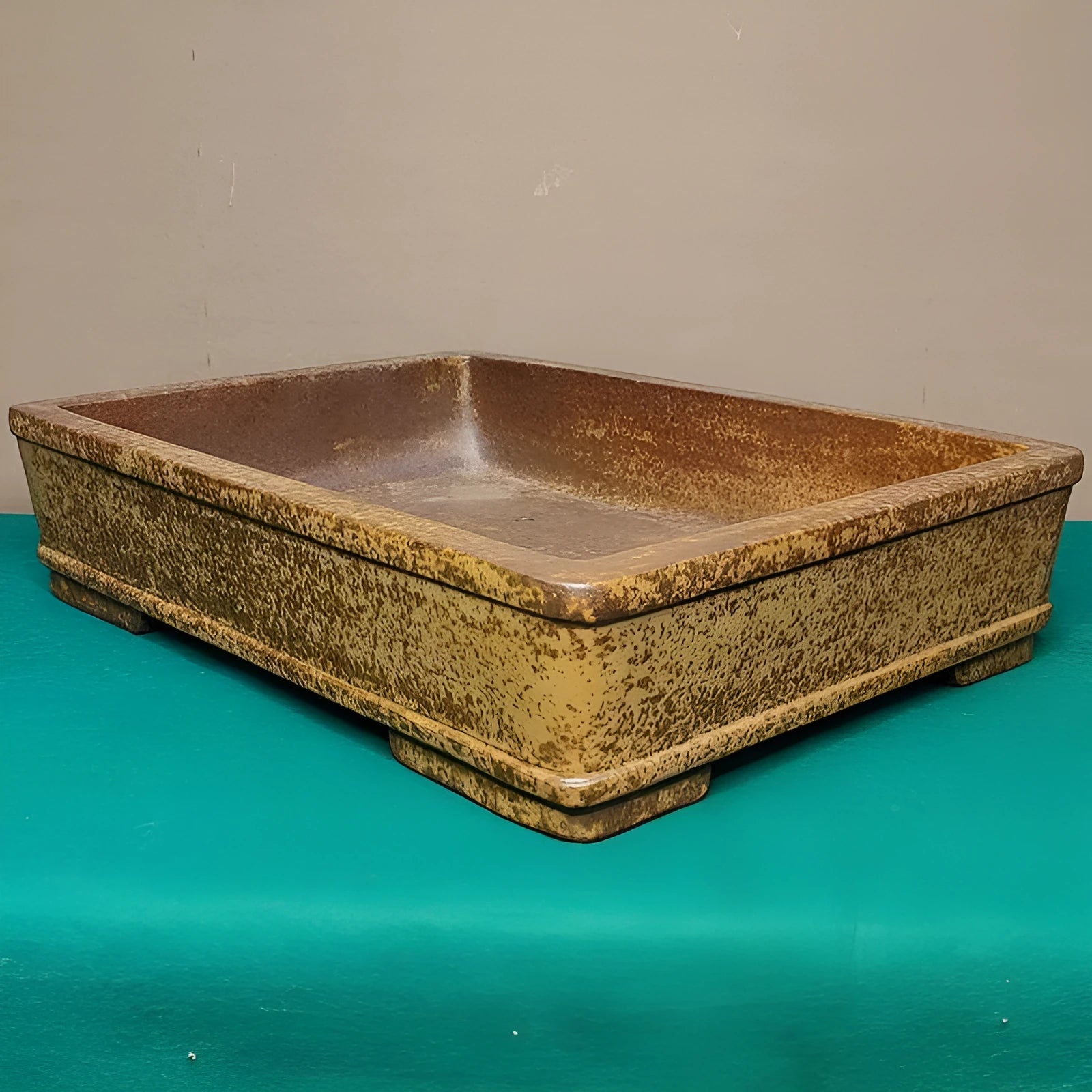 Straight shallow rectangular Yixing purple sand flowerpot for indoor plant display