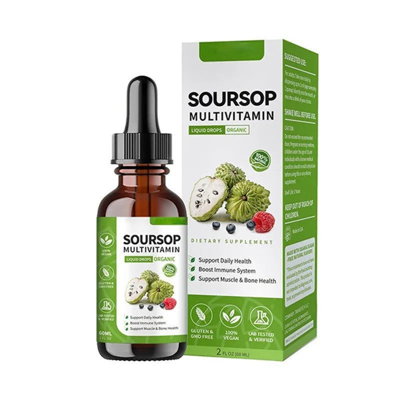 A 60ml bottle of Annona prickly fruit and lychee flavour edible care drops for adults.