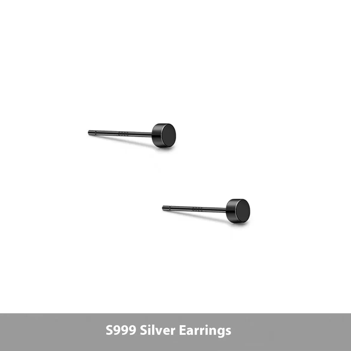 S999 sterling silver flat ear bone studs in silver and black colours, 3mm to 8mm sizes