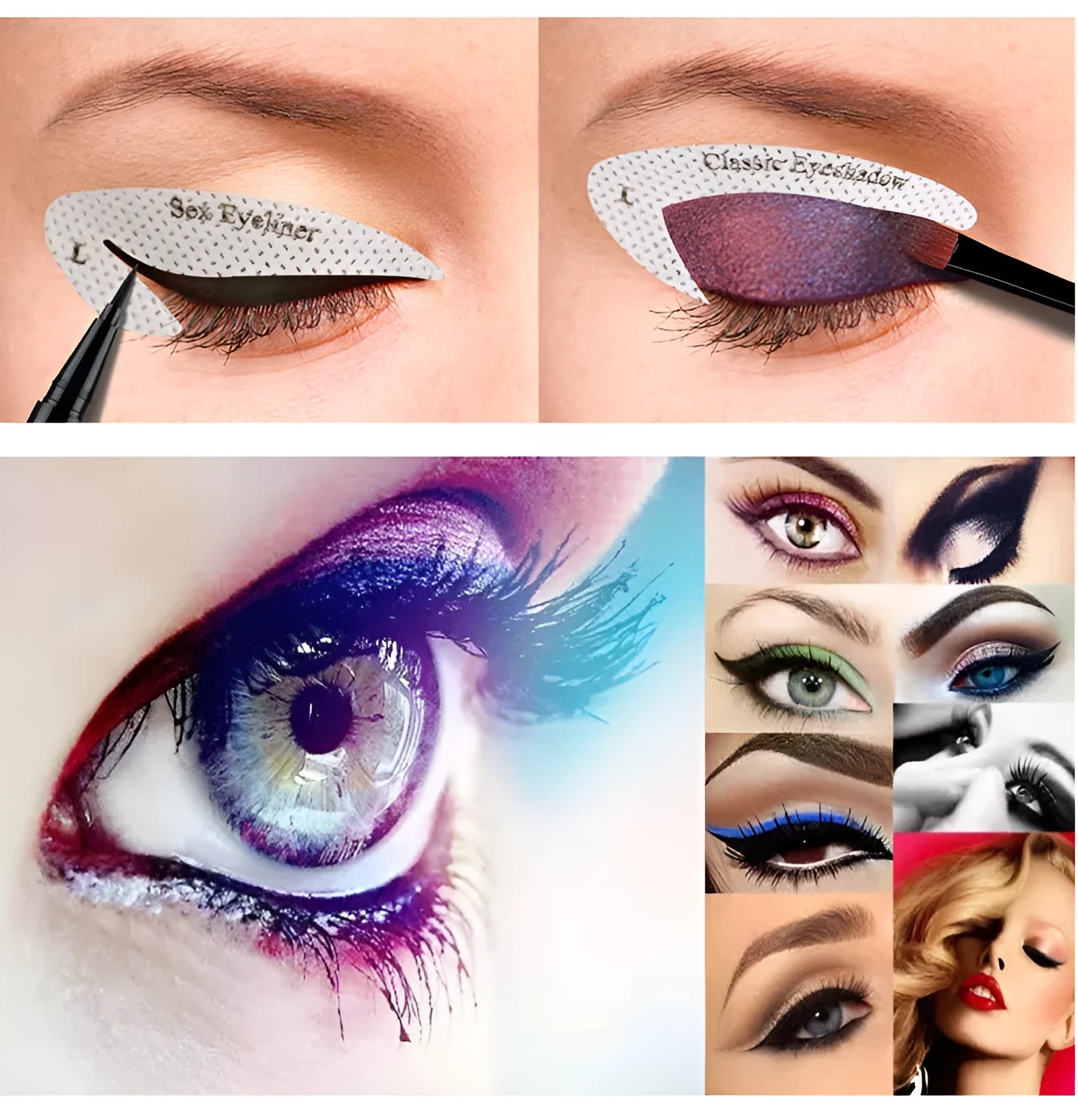 Four reusable flexible eyeliner sticker makeup templates for creating precise eye designs
