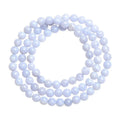 Blue agate bracelet with natural striped patterns on 6-6.8 mm beads in unisex design