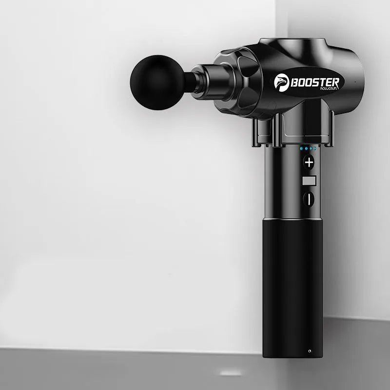 Professional muscle relaxation massager massage gun showing black and white colour options