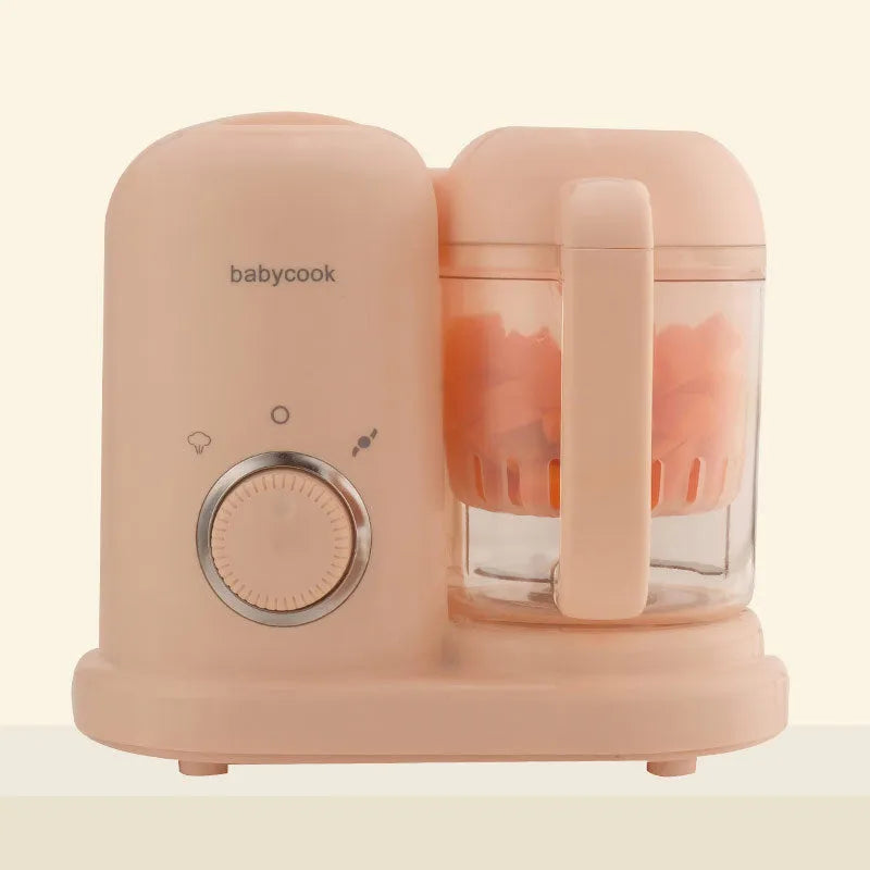 Baby food processor with steamer and blender functions in green or pink colour options