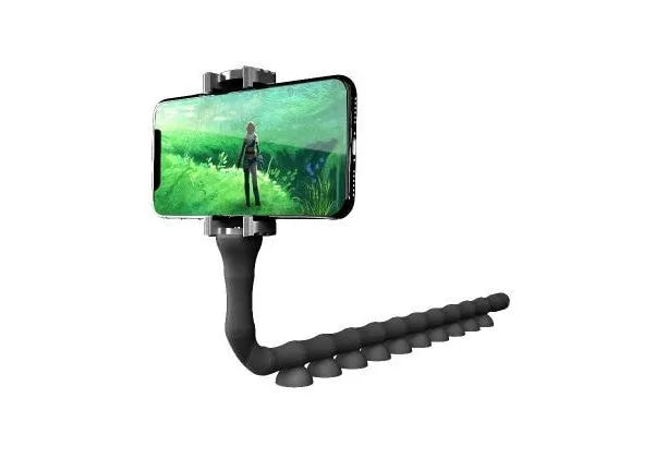 Lazy Bracket flexible mobile phone holder with 62cm rubber arm and suction cup base in black colour