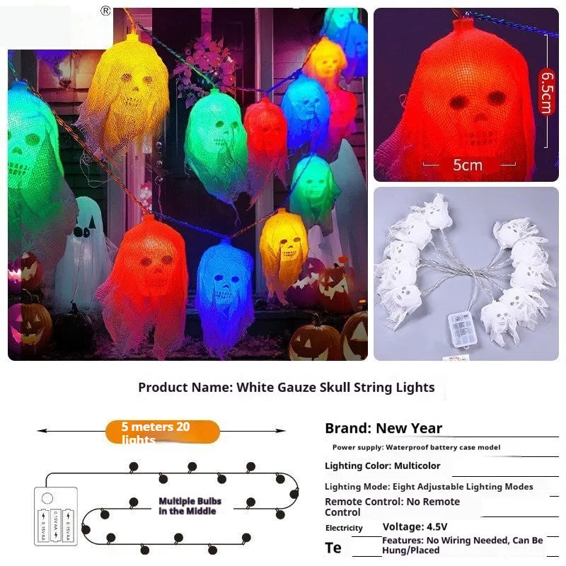 Halloween coloured battery-powered LED string lights for indoor wall decoration