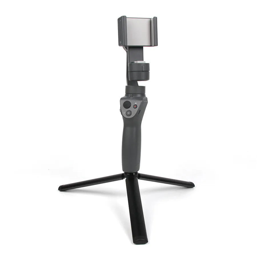Black aluminium alloy mobile phone tripod compatible with iPhone photography and video stabilisation