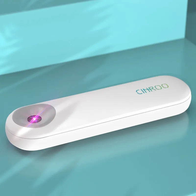 White portable ultraviolet sterilizer lamp showing compact size for handheld disinfection use