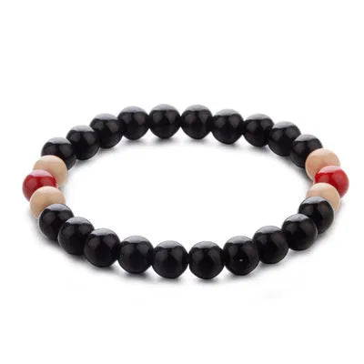 Natural stone bead bracelet in ethnic style with 18cm length for men and women