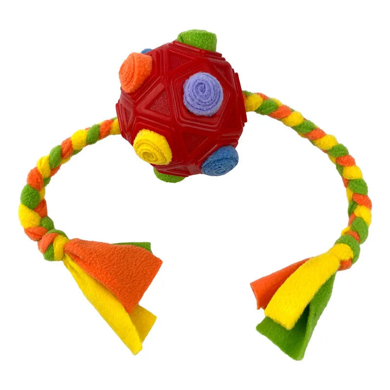 Adjustable difficulty dog puzzle sniffing ball in silicone rubber for IQ training
