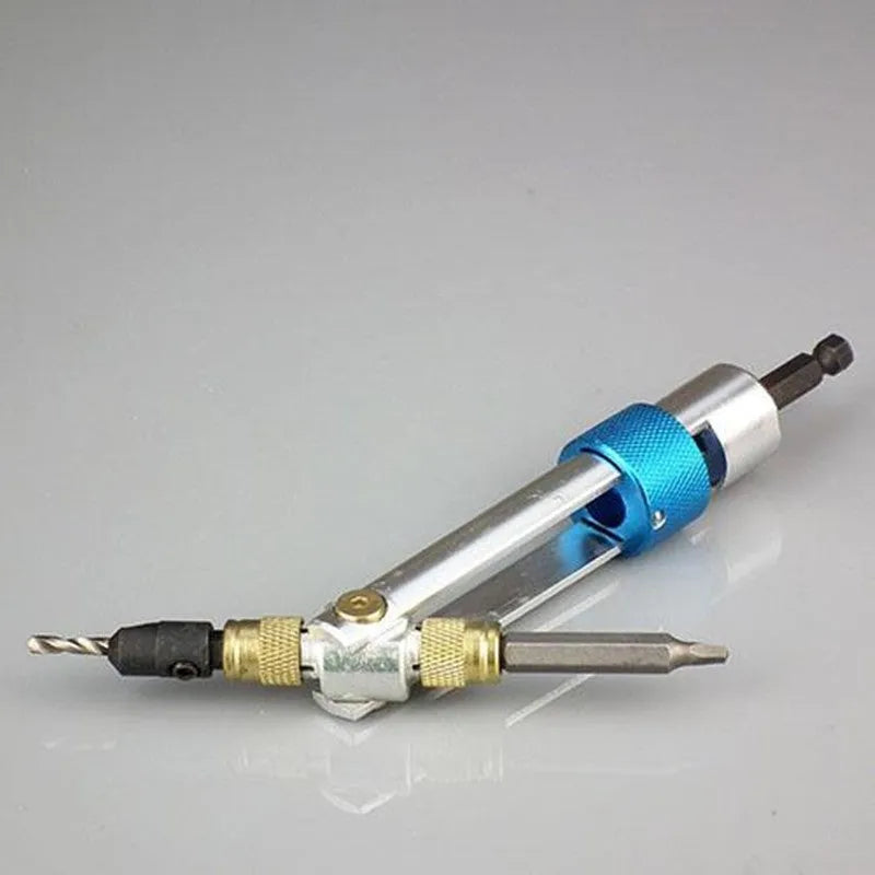 Half Time Drill driver attachment set with swivel head and assortment of Phillips and flathead bits.