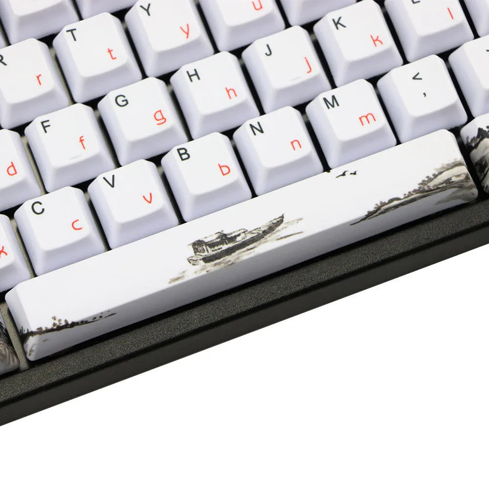PBT mechanical keyboard keycap set 109 keys OEM height Wangjiang Plum theme five-sided sublimation