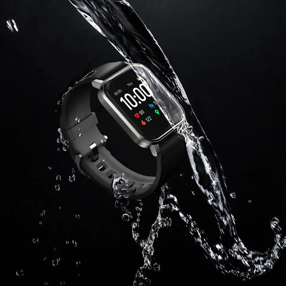 Black waterproof Android smart bracelet with a 1.4-inch touch screen and silicone wrist strap.