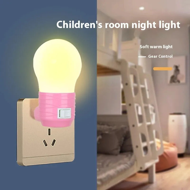 White round plug-in bedside night light with touch control for baby nursery feeding