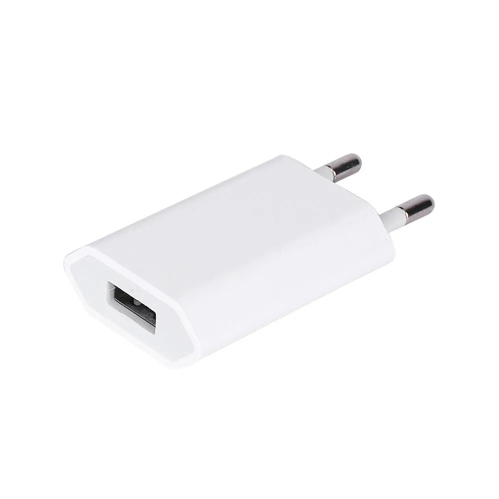 White 5V 2A USB wall charger and cable compatible with iPhone 5 6 X and iPad Air Mini