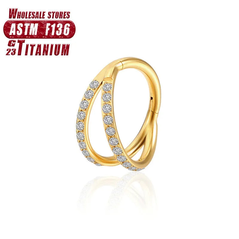 Titanium alloy fork-style nose ring body jewellery shown in silver finish.