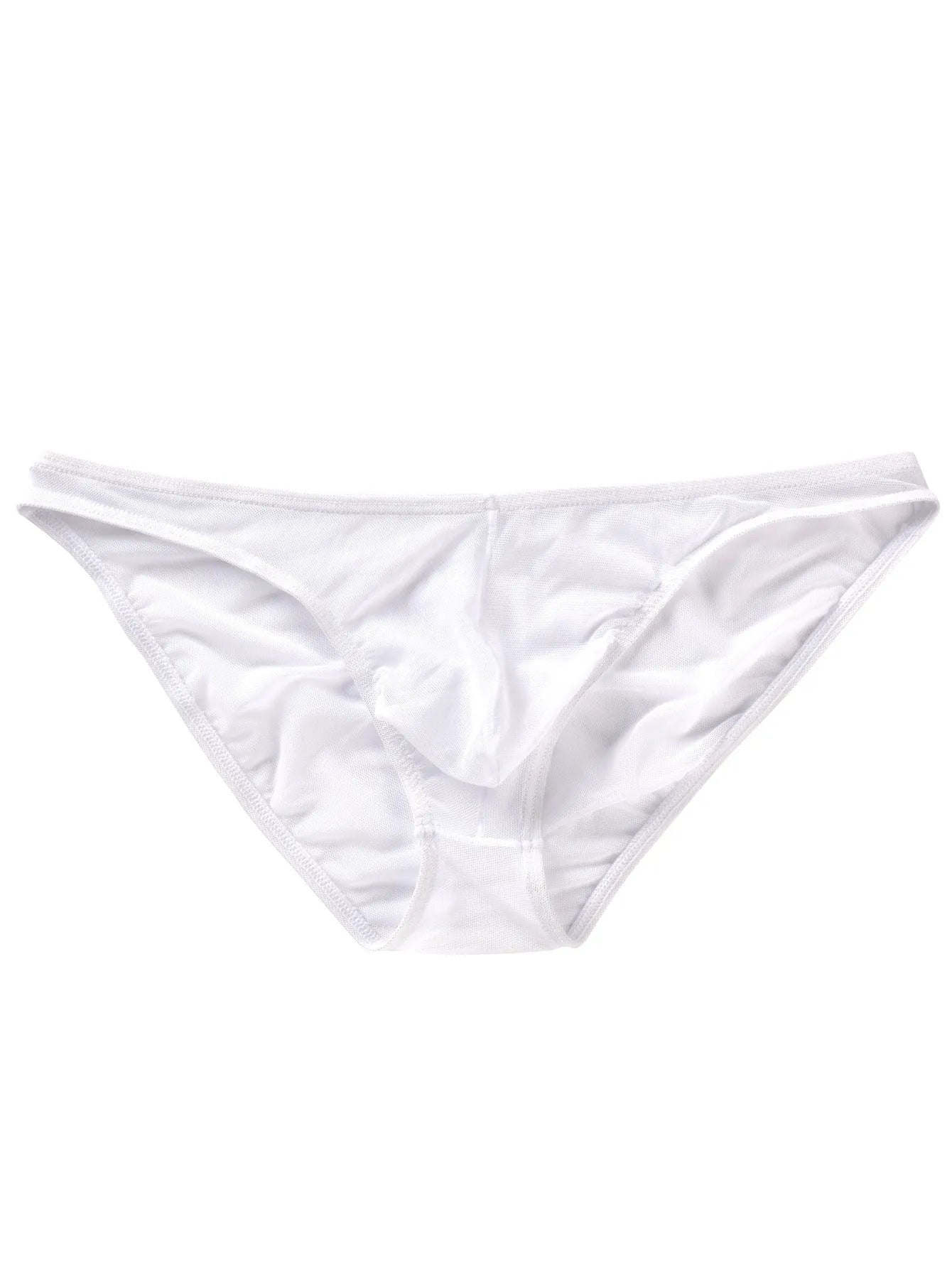 Men's black ice silk low-waist triangle briefs on a white background
