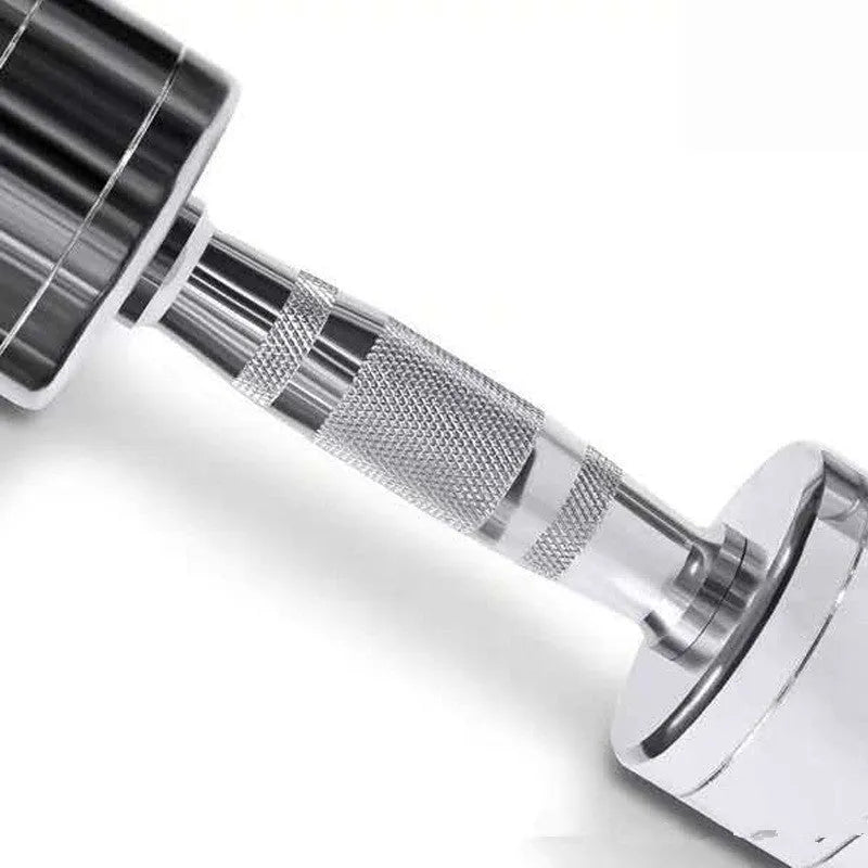 Silver 1kg pure steel electroplated dumbbell for home gym strength training.