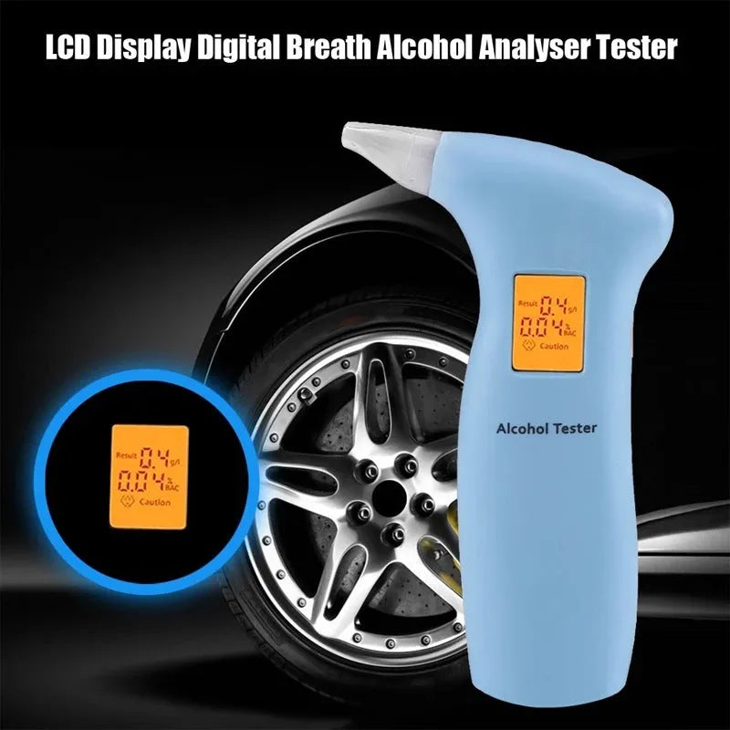 Portable orange breath alcohol tester with replaceable mouthpieces for driver safety
