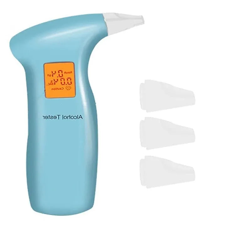 Portable orange breath alcohol tester with replaceable mouthpieces for driver safety