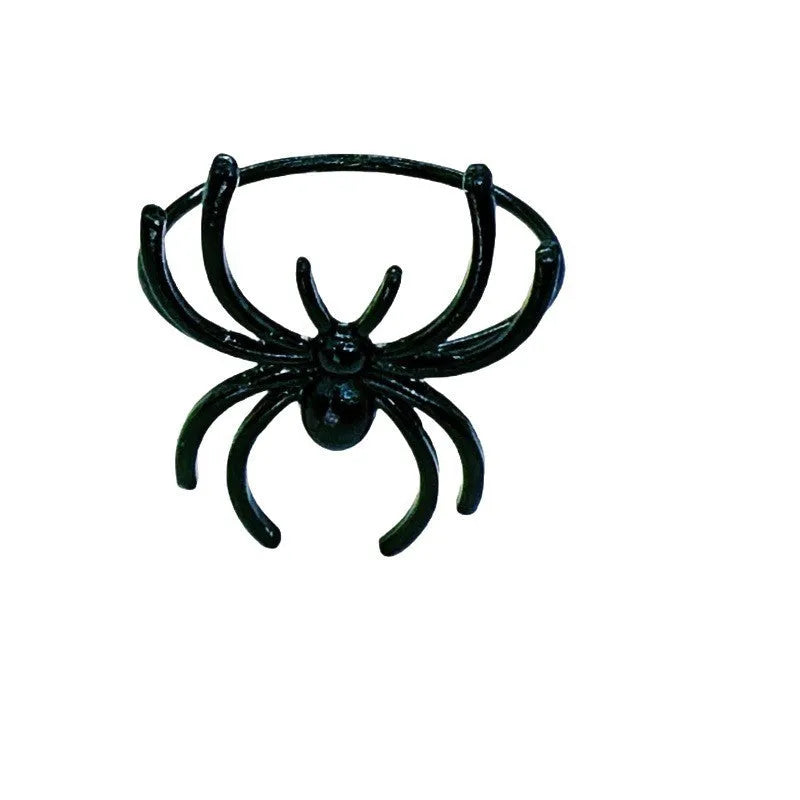 Six black spider design alloy napkin rings for Halloween table decoration measuring 5x4.5x4cm