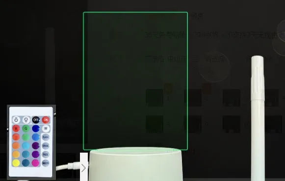 Black crack touch colour 3D acrylic message board night light with remote control and stylus on desk