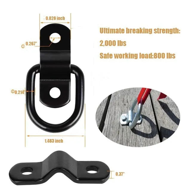 Galvanised carbon steel floor hook with pull ring for truck cargo security in black colour