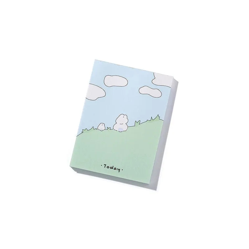 Cartoon hand account sticky notes in six designs showing multiple size options