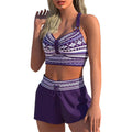 Women's two-piece polyester swimsuit bikini in printed designs available in S, M, L, XL sizes
