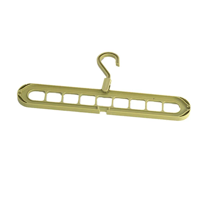 Plastic nine-hole hanger in beige blue gray green or pink for folding pant storage